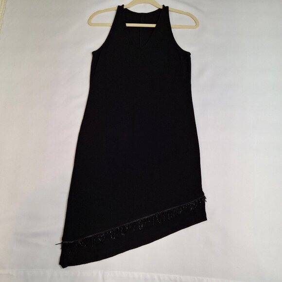 Racerback Bodycon Sz M Midi Sheath Dress Stretch Knit Asymmetrical Hem - Picture 2 of 12